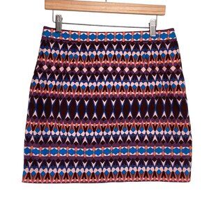 J. Crew Womens‎ Geometric Patterned Skirt Size 8 Lined Blue & Purple